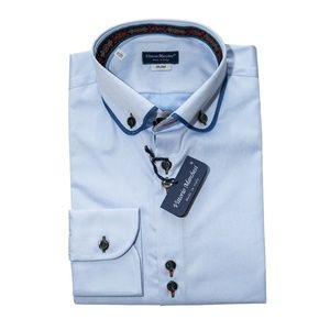 Designer Shirt for Men, Made in Italy, Size 15/38, Light Blue, Slim Fit